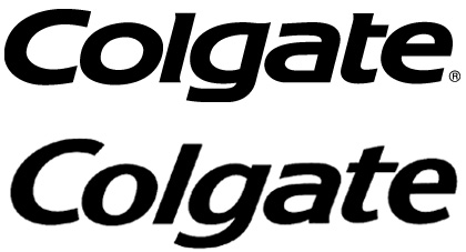 Пример редизайна. Старый и новый логотип Colgate